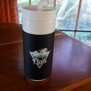 Pink Victoria's Secret large drink cup with straw.